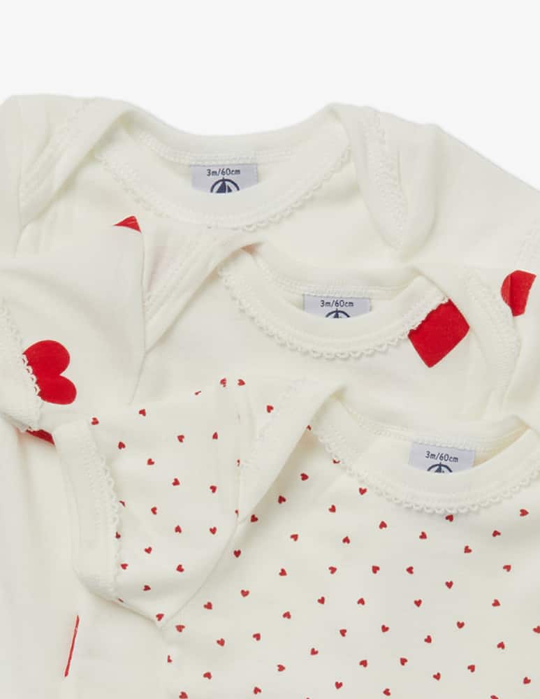 Petit Bateau Heart print bodysuit 3 pcs - picture 2 Petit Bateau Heart print bodysuit 3 pcs - picture 2