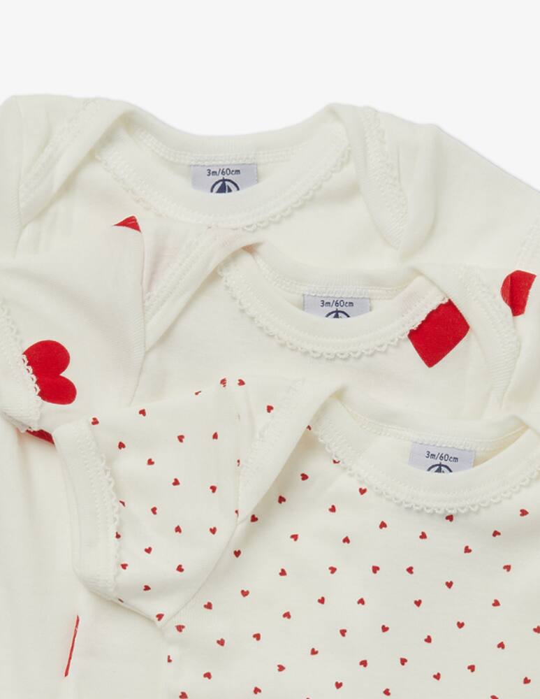 rinascente Petit Bateau 3 body a maniche corte in cotone - Bianco