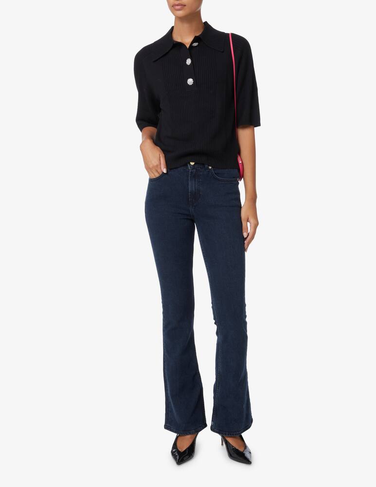 rinascente Ba&sh Eliot polo shirt with  jewel buttons - Black