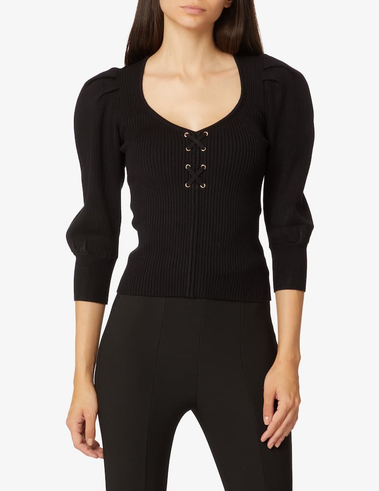 Ba&sh Top a manica lunga con scollo a cuore - Nero - immagine 1 Ba&sh Top a manica lunga con scollo a cuore - Nero - immagine 1