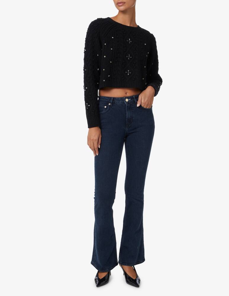 rinascente Ba&sh Maglione crop in lana con cristalli Otello - Nero