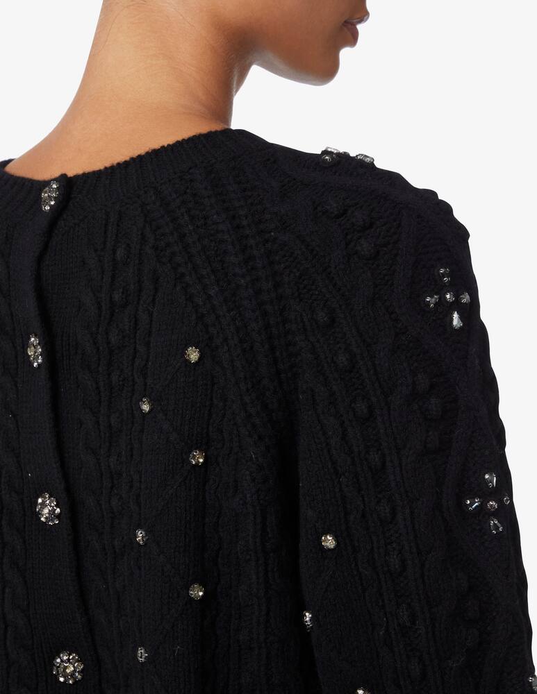 rinascente Ba&sh Maglione crop in lana con cristalli Otello - Nero