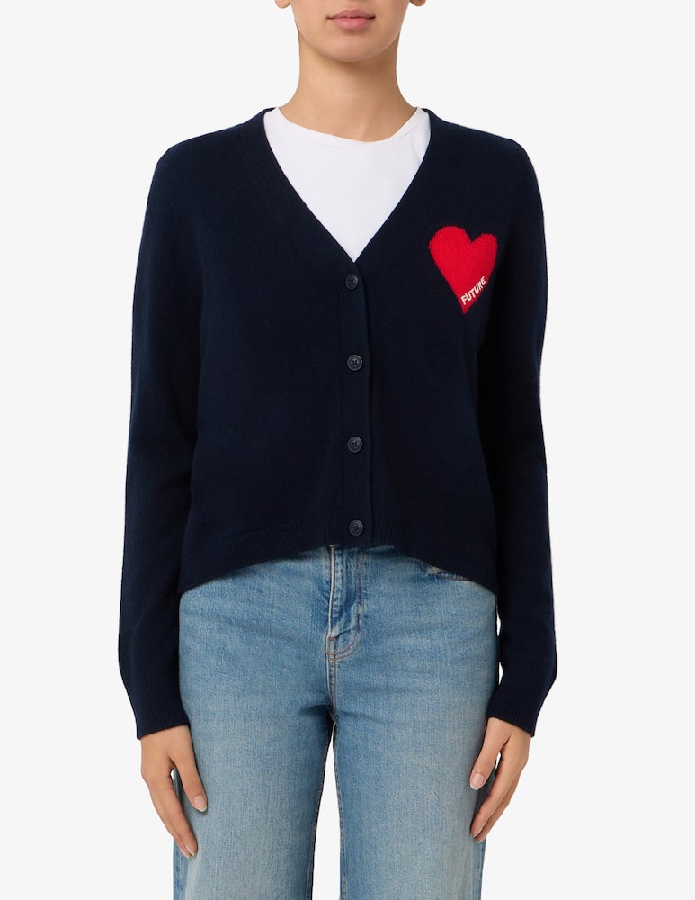 FROM FUTURE Cardigan in cashmere con cuore ricamato - immagine 1 FROM FUTURE Cardigan in cashmere con cuore ricamato - immagine 1