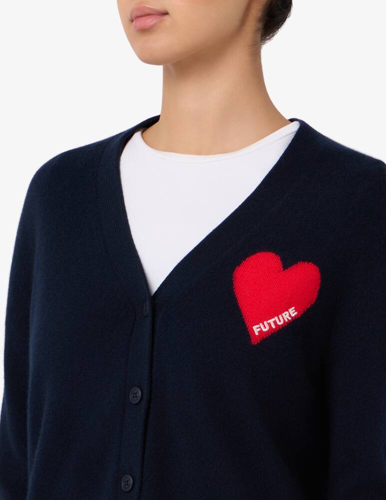 rinascente FROM FUTURE Cardigan in cashmere con cuore ricamato