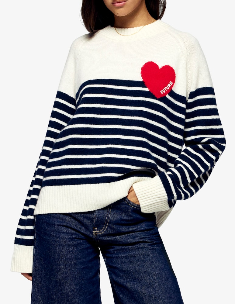 rinascente FROM FUTURE Maglione a righe cuore