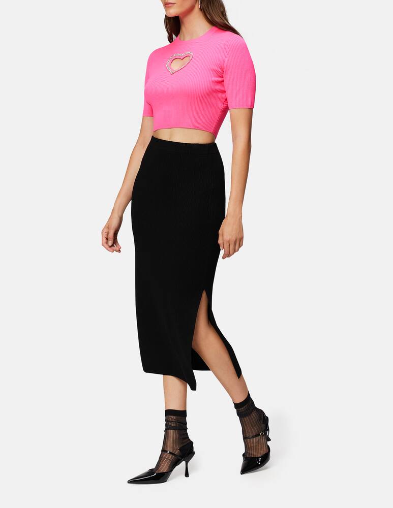 rinascente FROM FUTURE Short sleeve rhinestone heart t-shirt