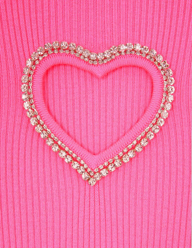 rinascente FROM FUTURE Short sleeve rhinestone heart t-shirt