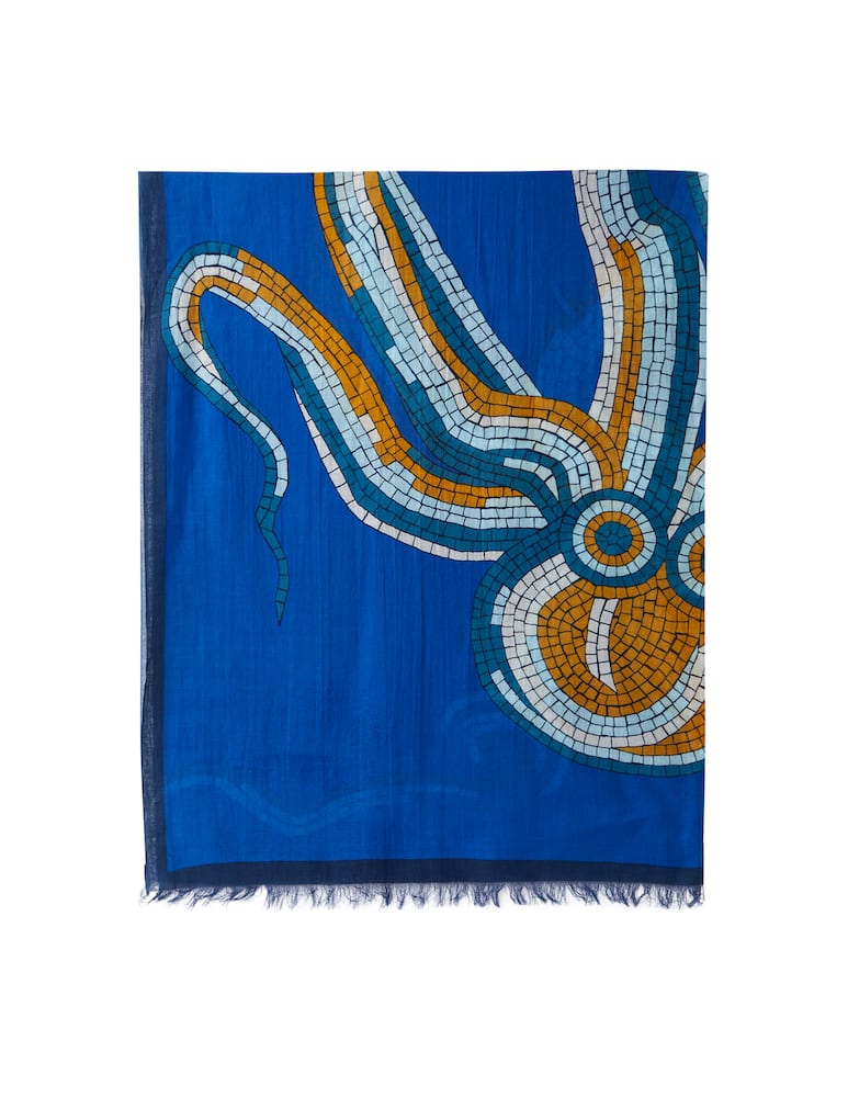 rinascente Inoui Editions 100x190 octopus scarf - blue