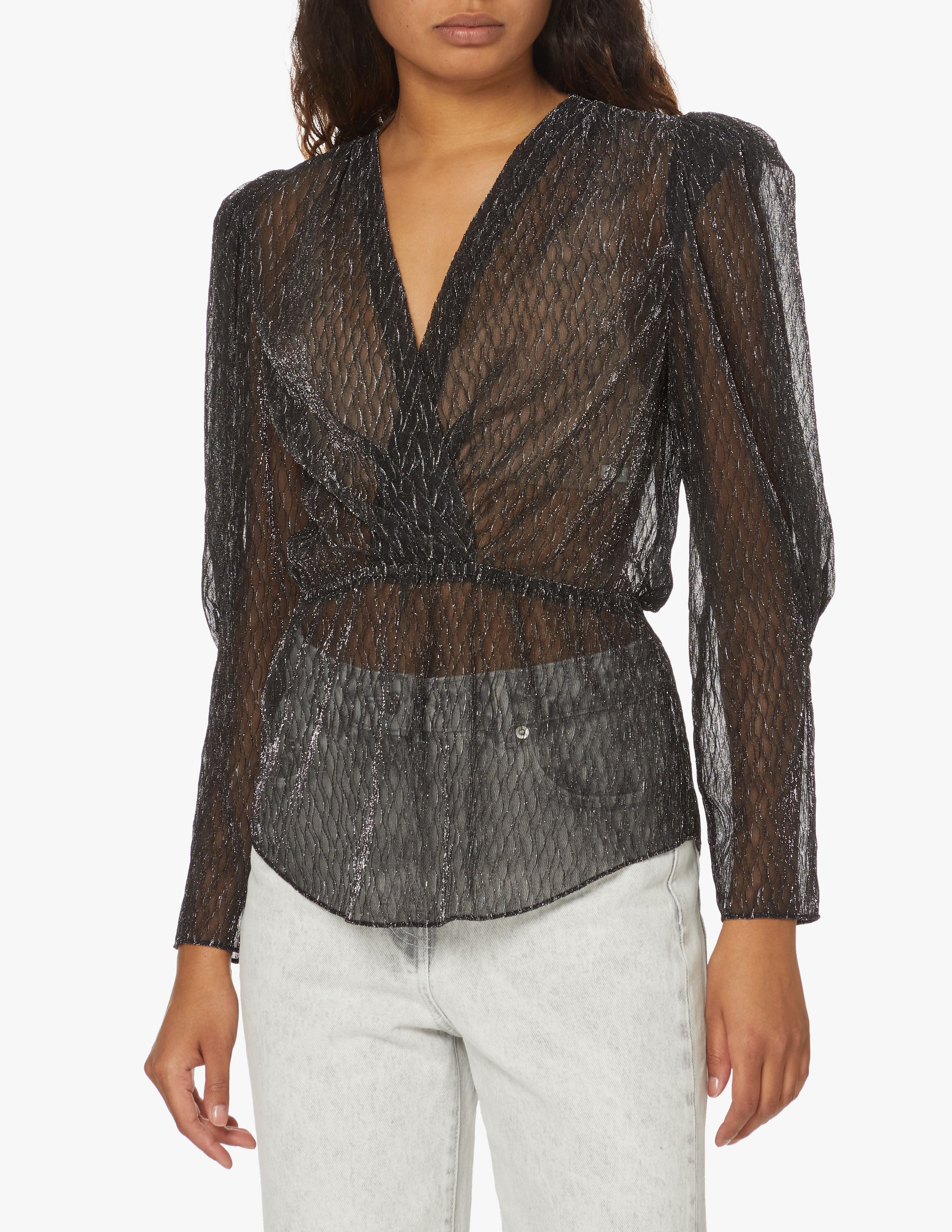 Generisch Maglia a maniche lunghe da donna metallizzata, a maniche lunghe elasticizzate, con colletto alto, vestibilità aderente, camicette metalliche, argento, S Generisch Maglia a maniche lunghe da donna metallizzata, a maniche lunghe elasticizzate, con colletto alto, vestibilità aderente, camicette metalliche, argento, S