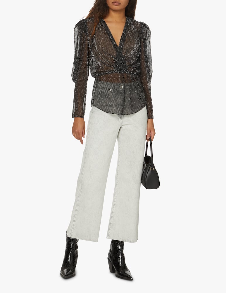 rinascente Iro Long sleeved metallized blouse - black