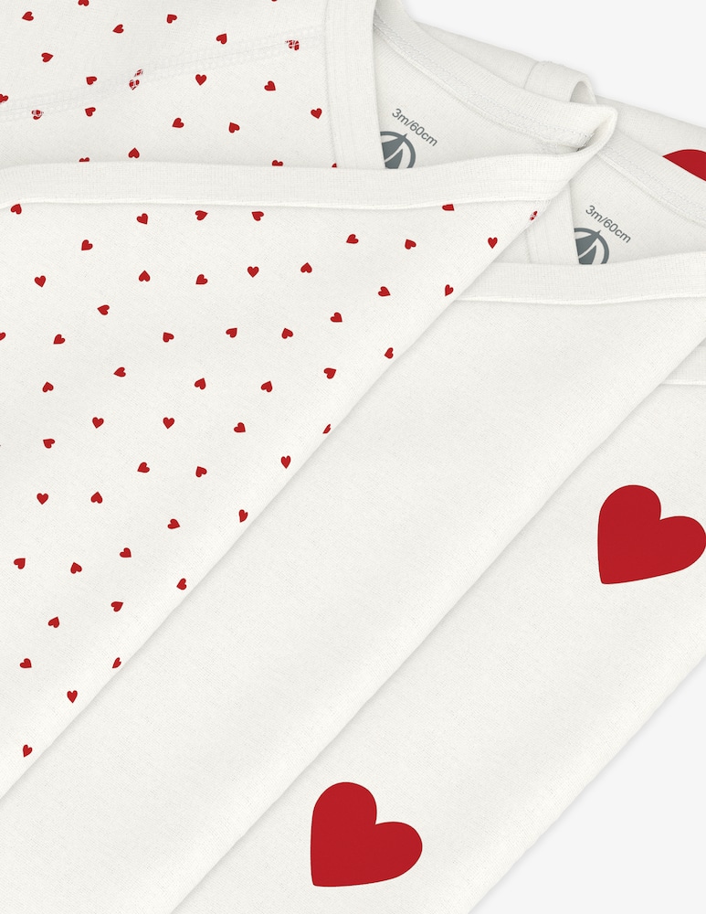 rinascente Petit Bateau Heart-print bodysuits set 3