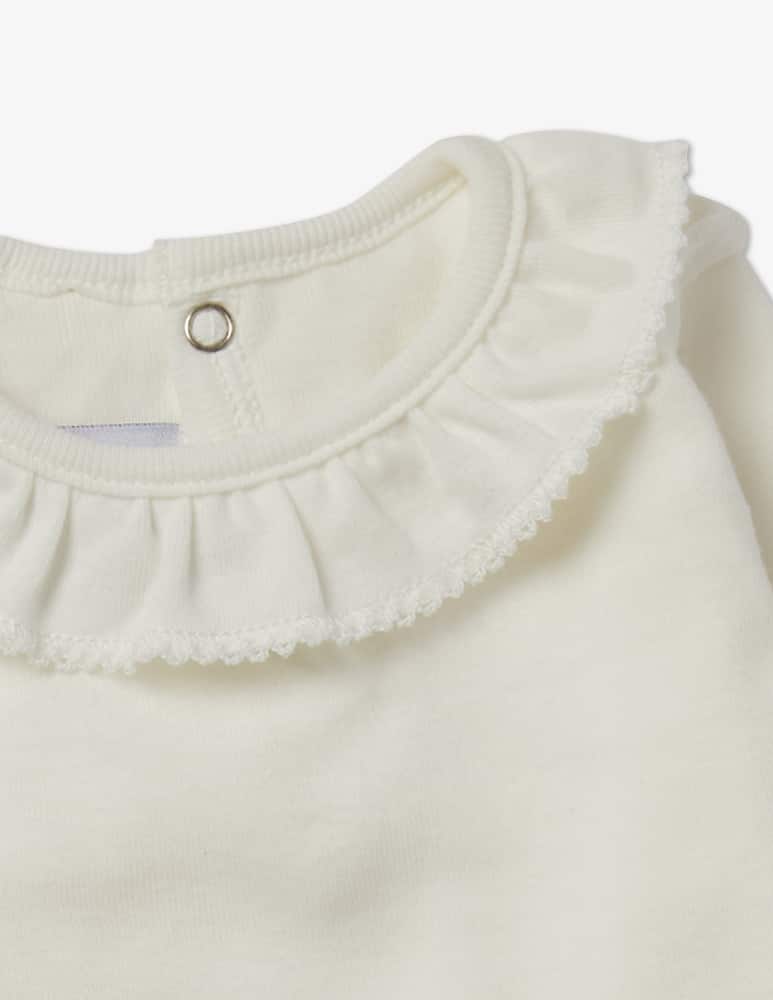 rinascente Petit Bateau Body in cotone a maniche lunghe Collerette - Bianco