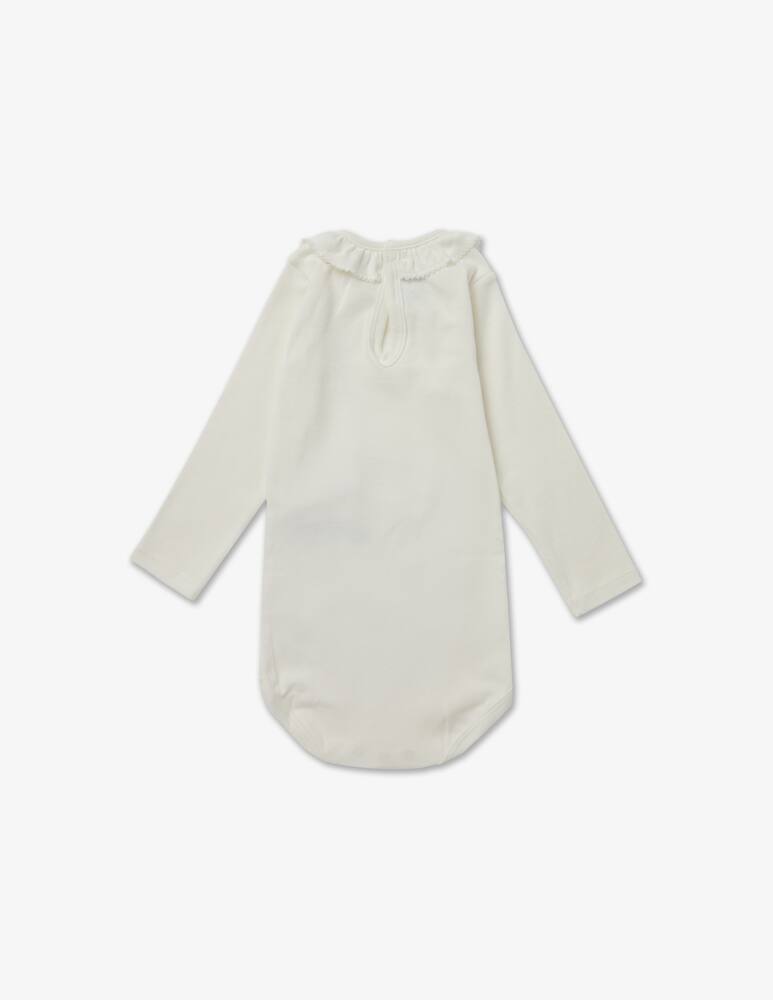 rinascente Petit Bateau Body in cotone a maniche lunghe Collerette - Bianco