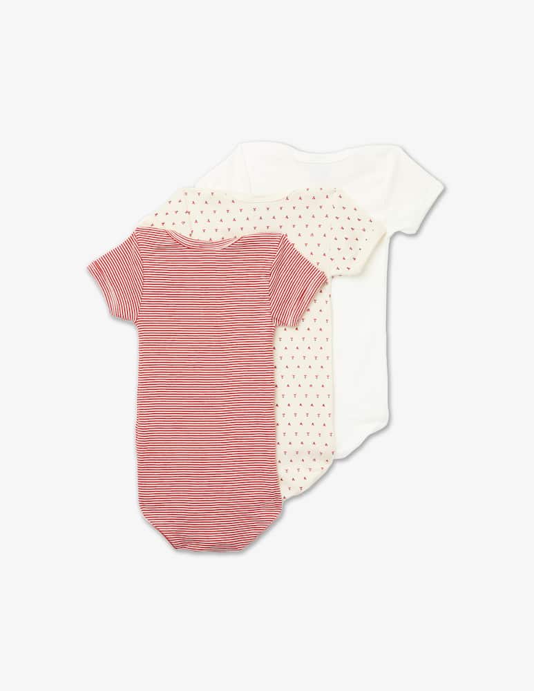 rinascente Petit Bateau Three short sleeved cotton bodysuits - Beige