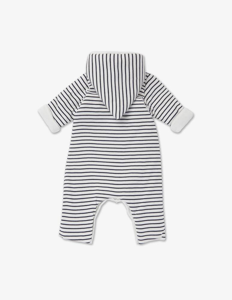 rinascente Petit Bateau Striped cotton hooded long jumpsuit - White