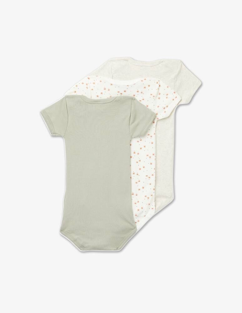 rinascente Petit Bateau Three short sleeved cotton bodysuits - Beige