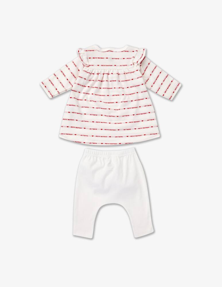 rinascente Petit Bateau Set leggings e maglia a maniche lunghe in cotone - Bianco