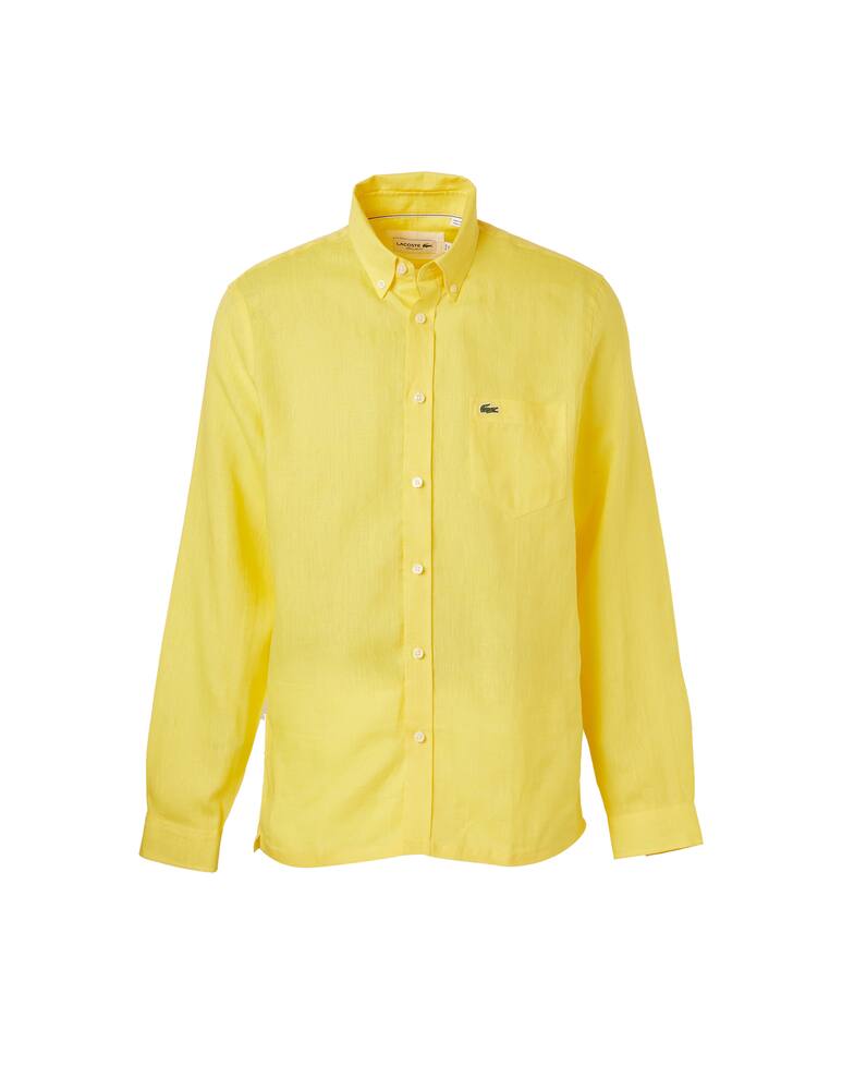 rinascente Lacoste Camicia manica lunga lino regular - giallo
