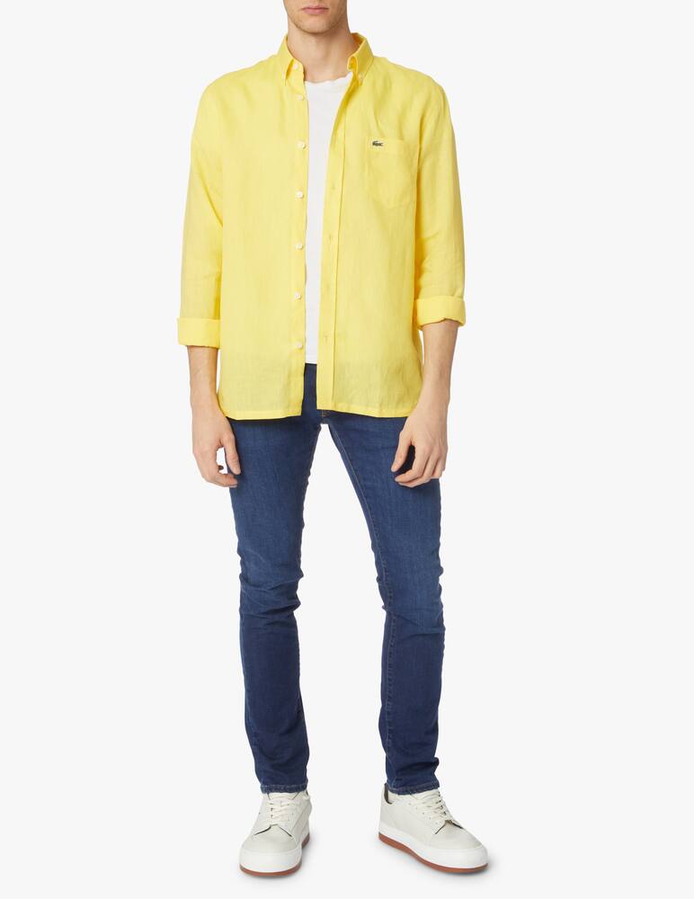 rinascente Lacoste Camicia manica lunga lino regular - giallo