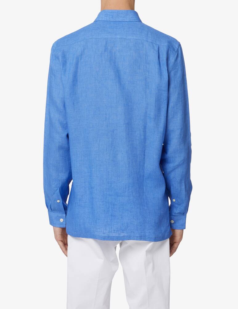 rinascente Lacoste Camicia manica lunga lino regular - azzurro