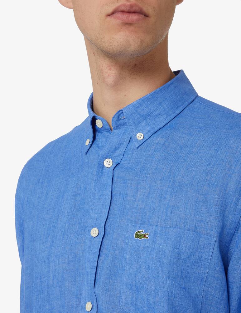 rinascente Lacoste Camicia manica lunga lino regular - azzurro