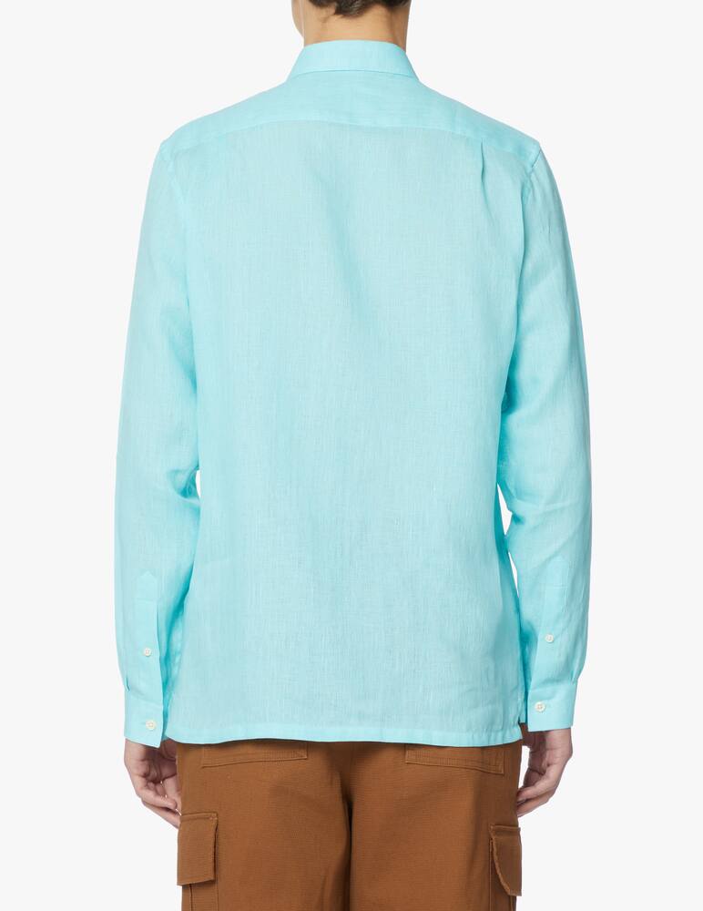 rinascente Lacoste Long sleeve linen regular shirt - light blue