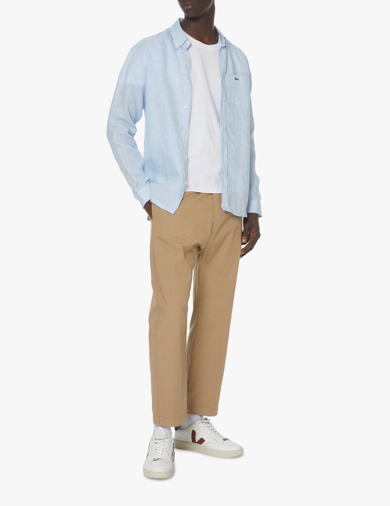 rinascente Lacoste Camicia manica lunga lino regular - azzurro