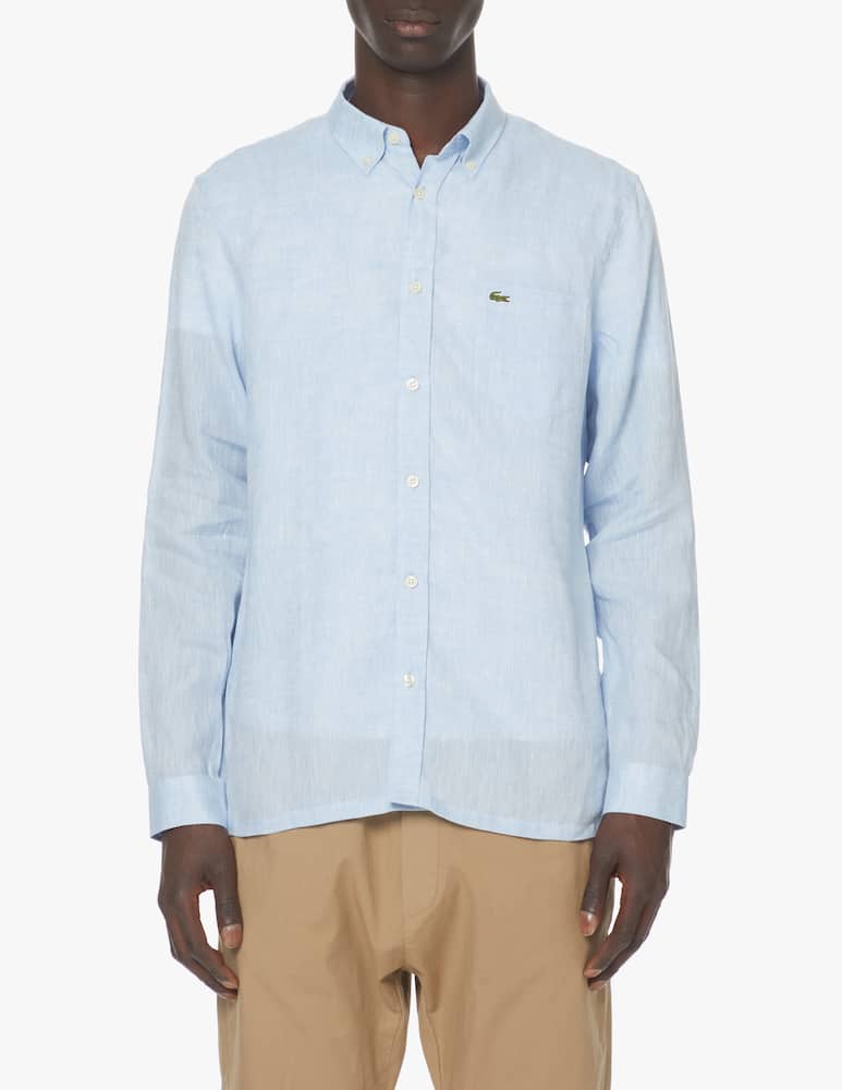 Lacoste Long sleeve linen regular shirt - light blue - picture 1 Lacoste Long sleeve linen regular shirt - light blue - picture 1