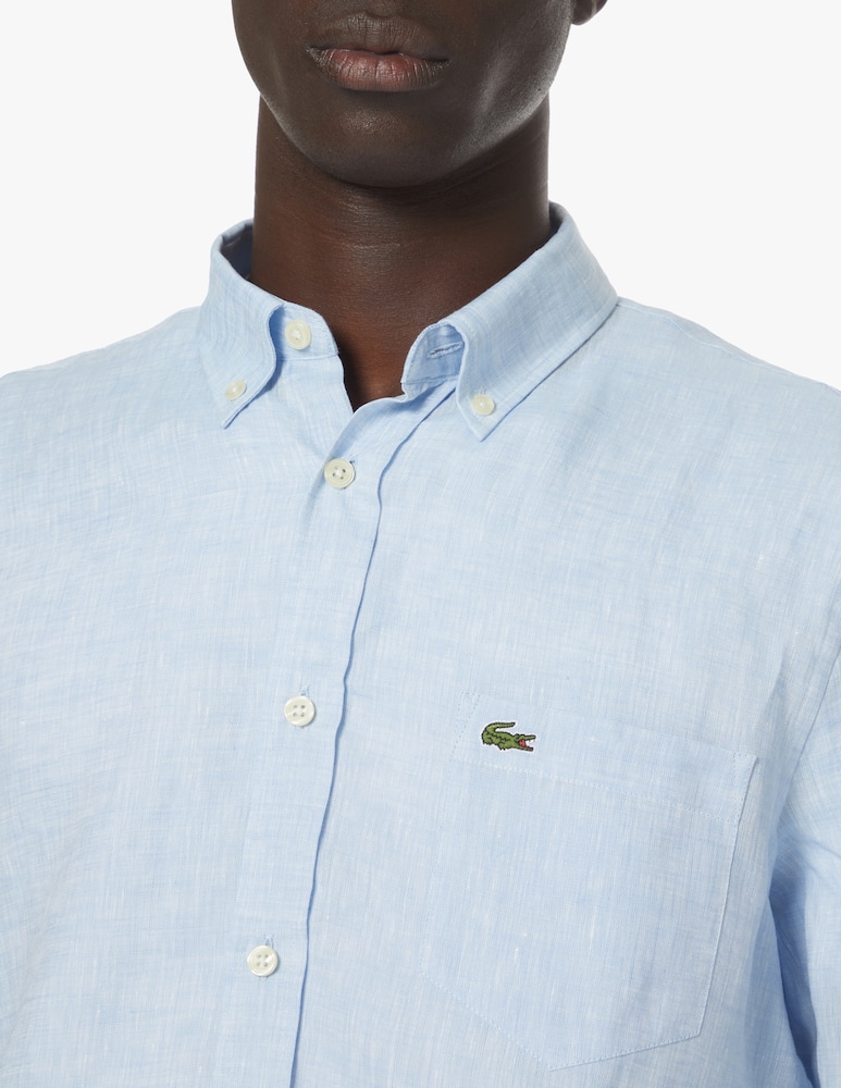 rinascente Lacoste Camicia manica lunga lino regular - azzurro