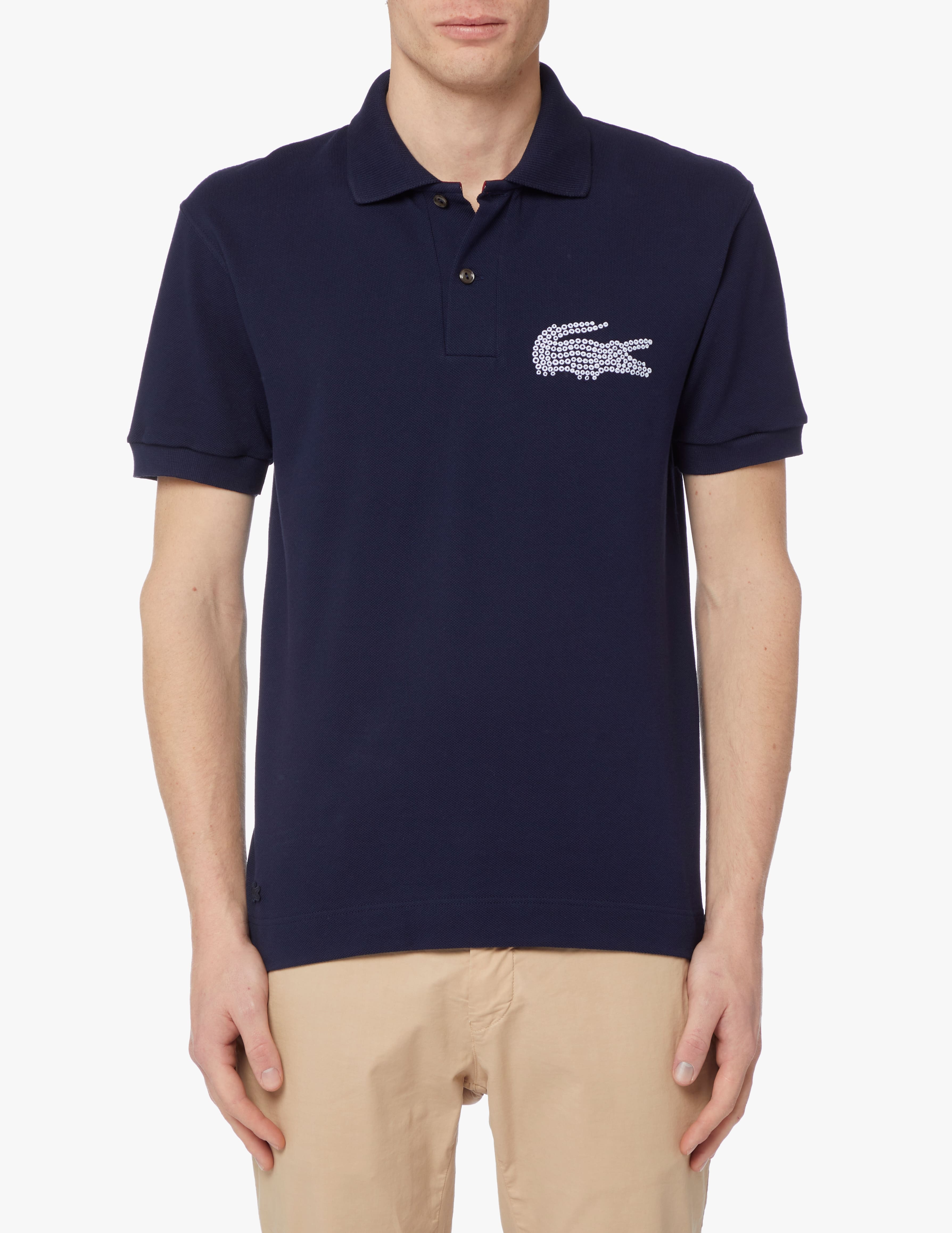 Lacoste polo manica corta 12.12 in piquè fucsia