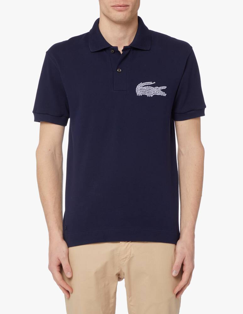 rinascente Lacoste Polo manica corta big cocco tondini - blu