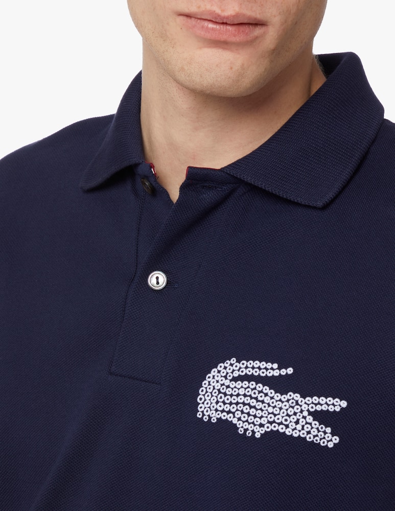 rinascente Lacoste Polo manica corta big cocco tondini - blu