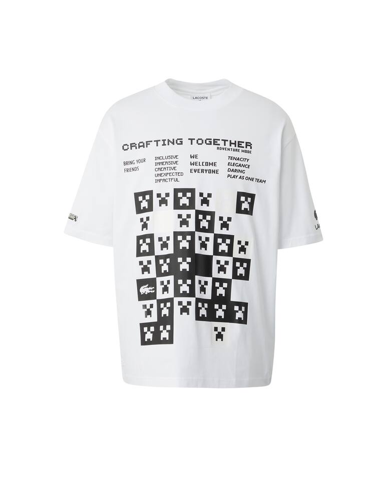 rinascente Lacoste Maglietta scritte grafiche minecraft - bianco