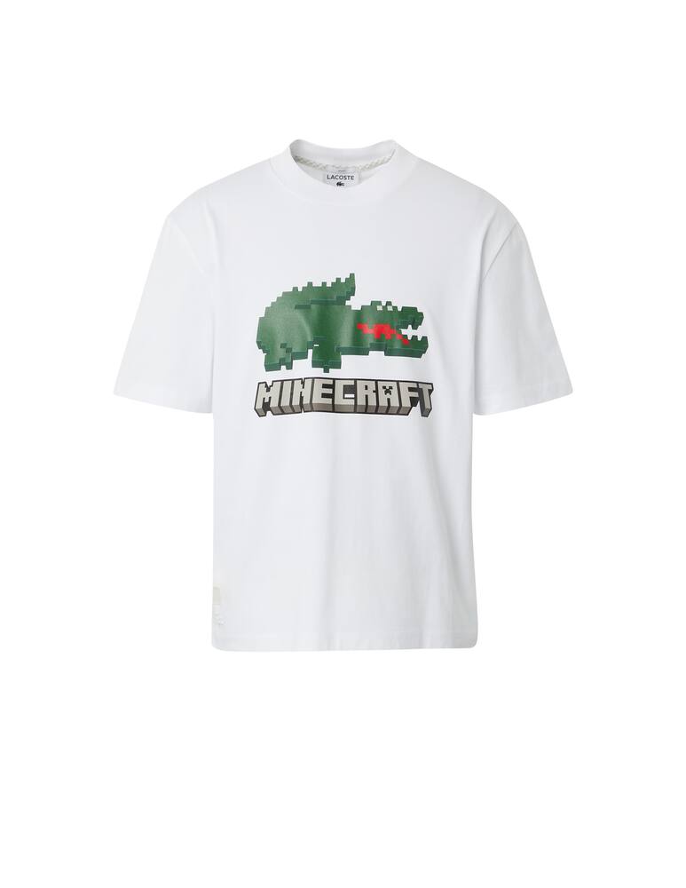 rinascente Lacoste Maglietta coccodrillo grande scritta minecraft - bianco