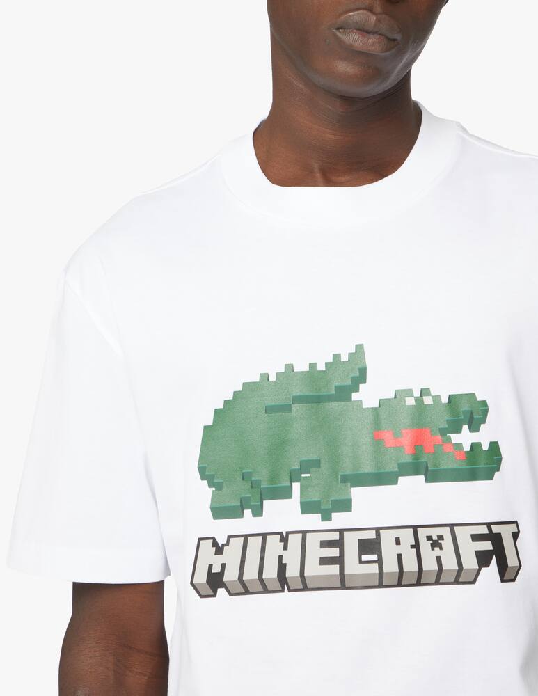 rinascente Lacoste Maglietta coccodrillo grande scritta minecraft - bianco