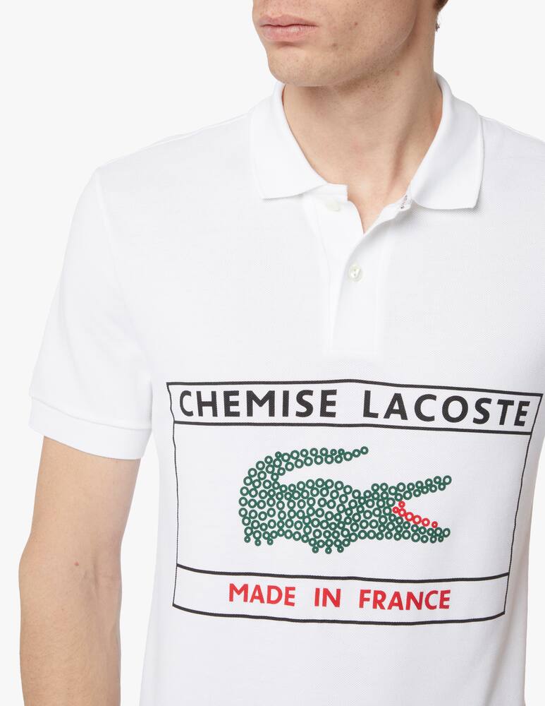 rinascente Lacoste Chemise print short sleeve polo - white