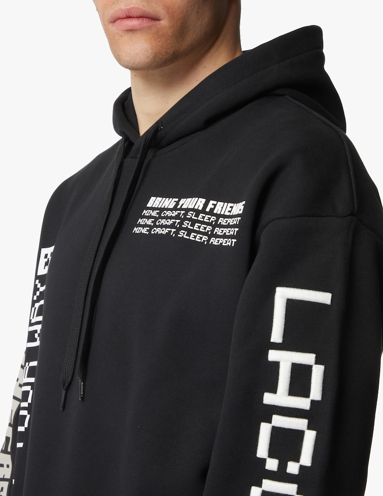 rinascente Lacoste Felpa cappuccio loghi ricami minecraft - nero