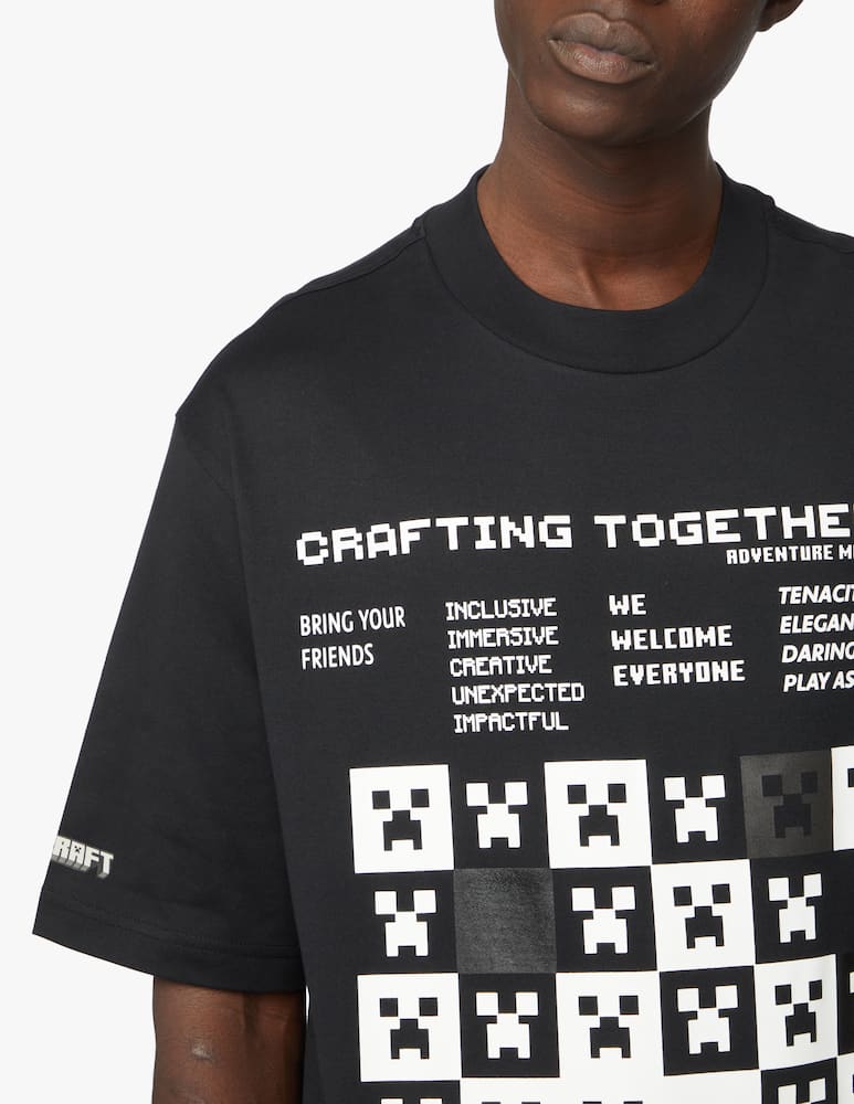 rinascente Lacoste Minecraft graphic lettring t-shirt - black