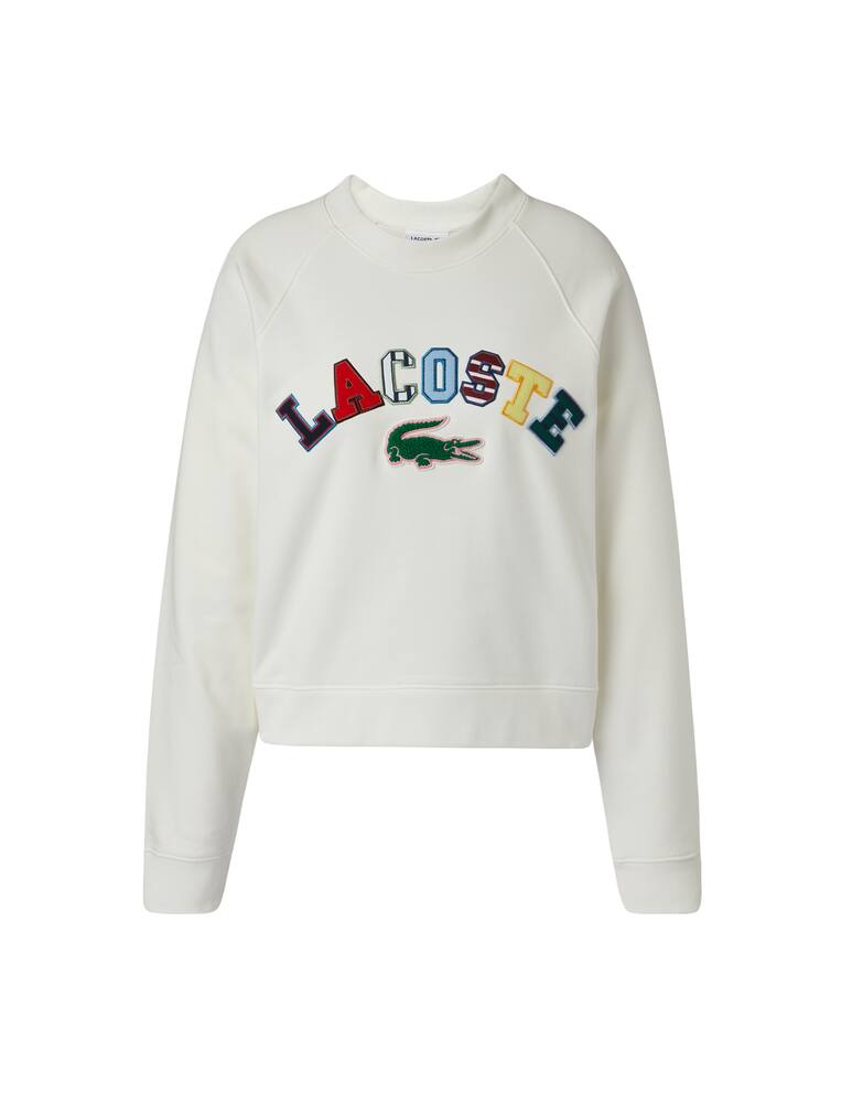 rinascente Lacoste Felpa girocollo in cotone con logo - bianco