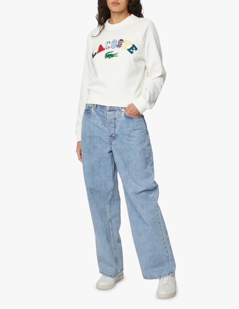 rinascente Lacoste Felpa girocollo in cotone con logo - bianco