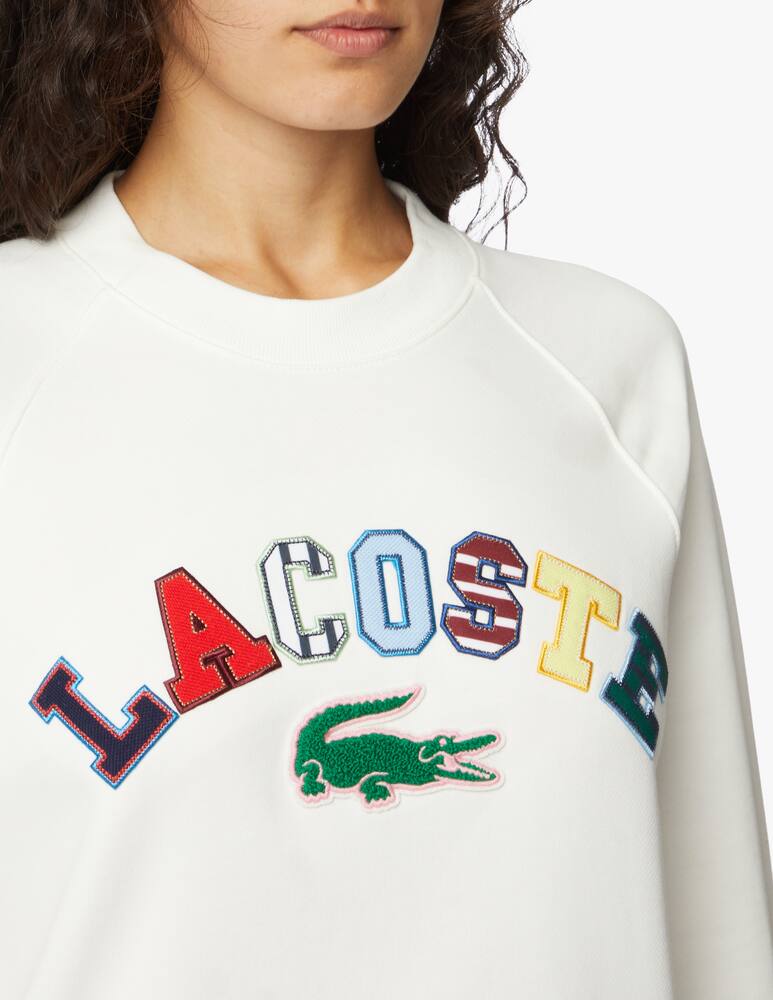 rinascente Lacoste Felpa girocollo in cotone con logo - bianco