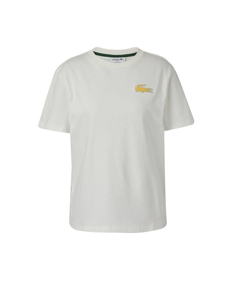 rinascente Lacoste T-shirt in cotone con logo coccodrillo grande - bianco