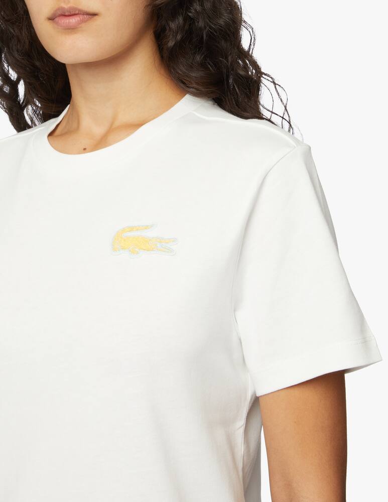 rinascente Lacoste T-shirt in cotone con logo coccodrillo grande - bianco