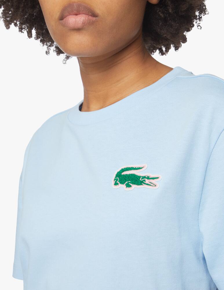 rinascente Lacoste T-shirt in cotone con logo coccodrillo grande - azzurro