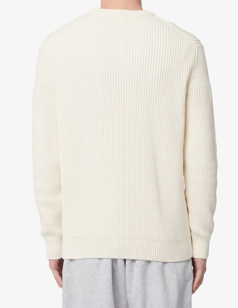 rinascente Lacoste Ribbed cotton mix roundneck sweater - White