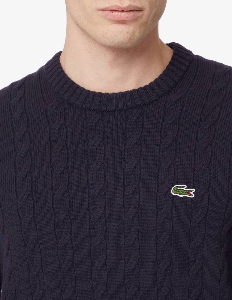 Lacoste Maglia girocollo in lana treccia - Blu - immagine 4 Lacoste Maglia girocollo in lana treccia - Blu - immagine 4