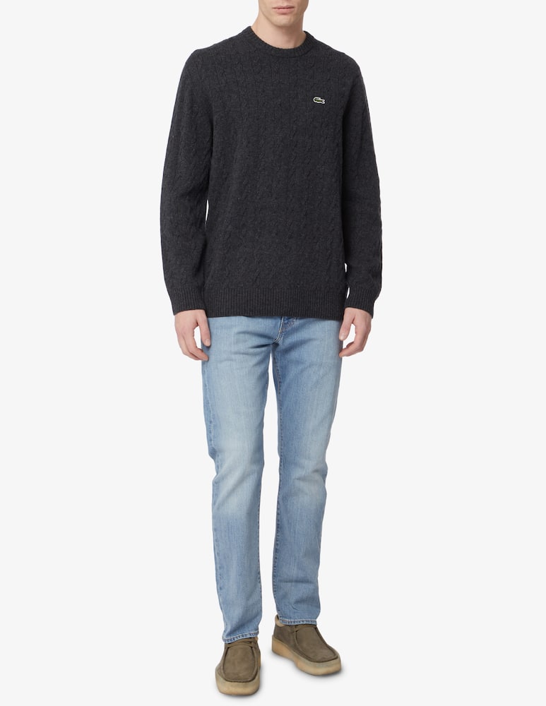 rinascente Lacoste Wool cable roundneck sweater - Grey