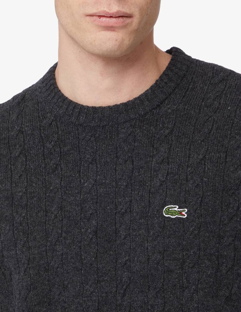 rinascente Lacoste Wool cable roundneck sweater - Grey