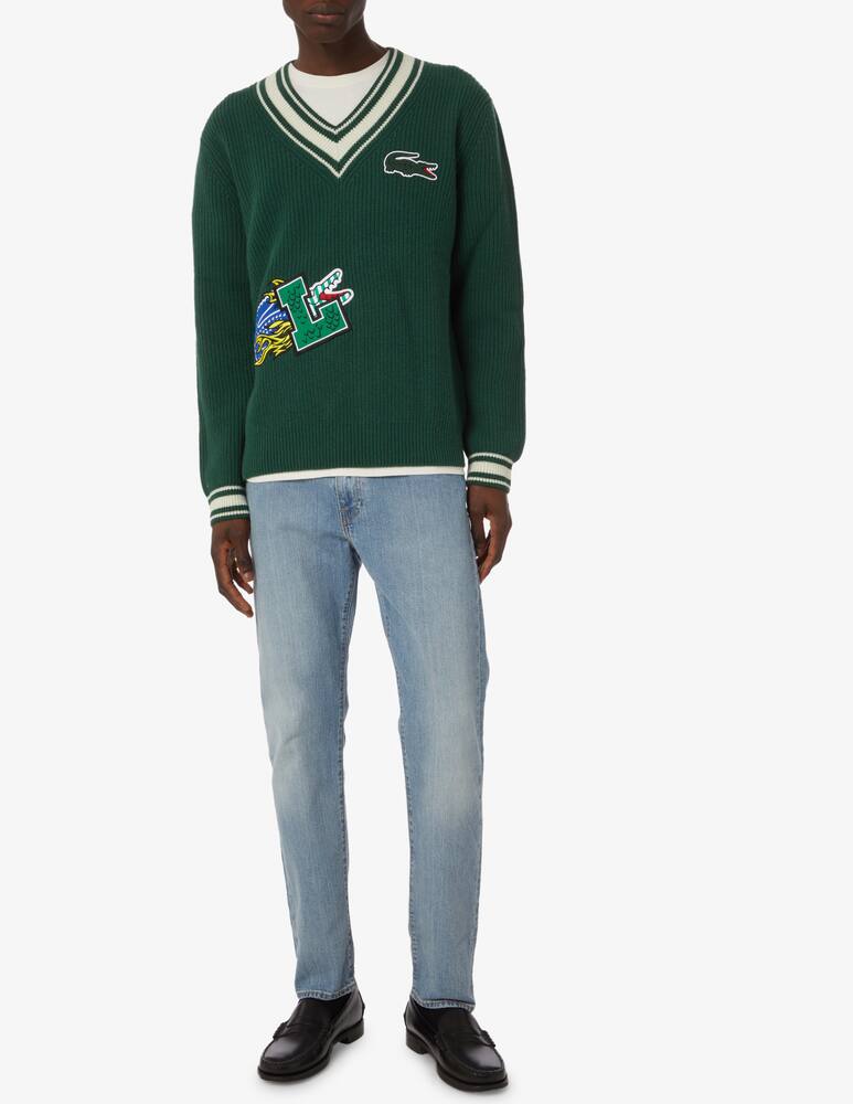 rinascente Lacoste Maglia scollo a v lana tennis - Verde