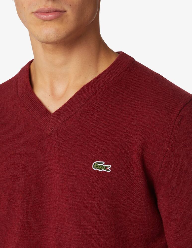 rinascente Lacoste Maglia con scollo a v in misto lana - Rosso